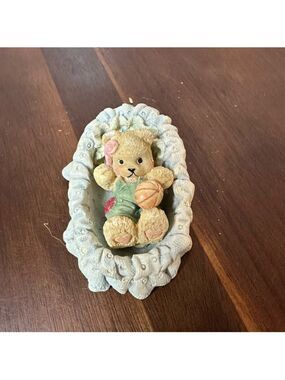 Cherished Teddies Mini Bear in Bassinet Figurine Nursery Decor Collectible